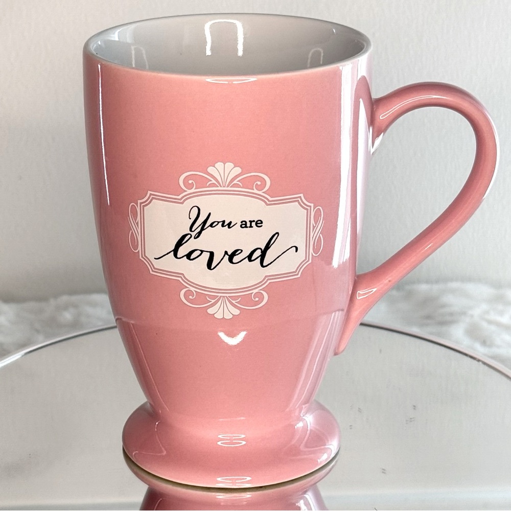 “You are loved” and “Love endures forever” Psalms 118:29 pink cup 10oz